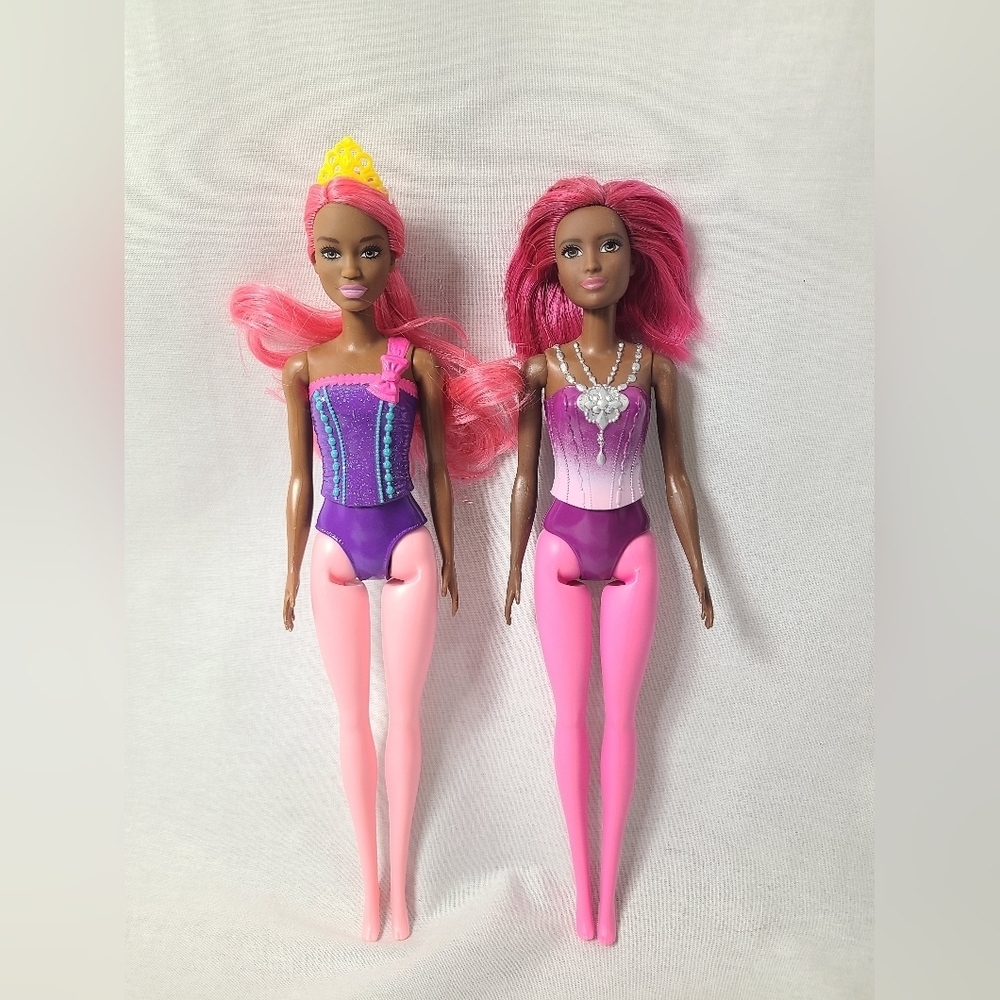 Barbie Doll Lot African American Dreamtopia Doll Pink Hair- 2 Dolls